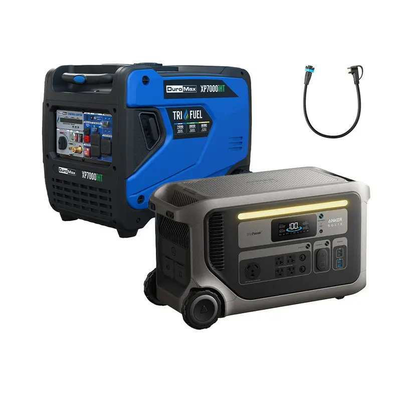 Duromax Xp7000Iht Portable Generator + Anker Solix F3000 – 120V Adapter Package 1