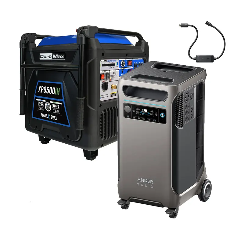 Duromax Xp9500Ih Inverter Generator + Anker Solix F3800Plus Power Station Bundle – 240V Adapter & Transfer Switch Included 1