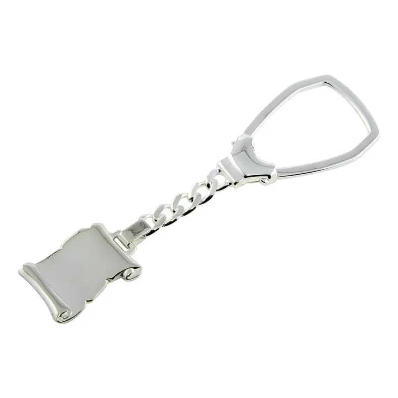 Elegant Scroll Design Keychain In Mirror-Finish Sterling Silver 1