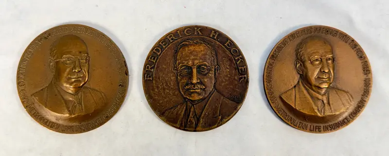 Frederick H. Ecker Metropolitan Life Insurance Medallions – 1933 & 1956 Commemorative Set (3 Pcs) 1
