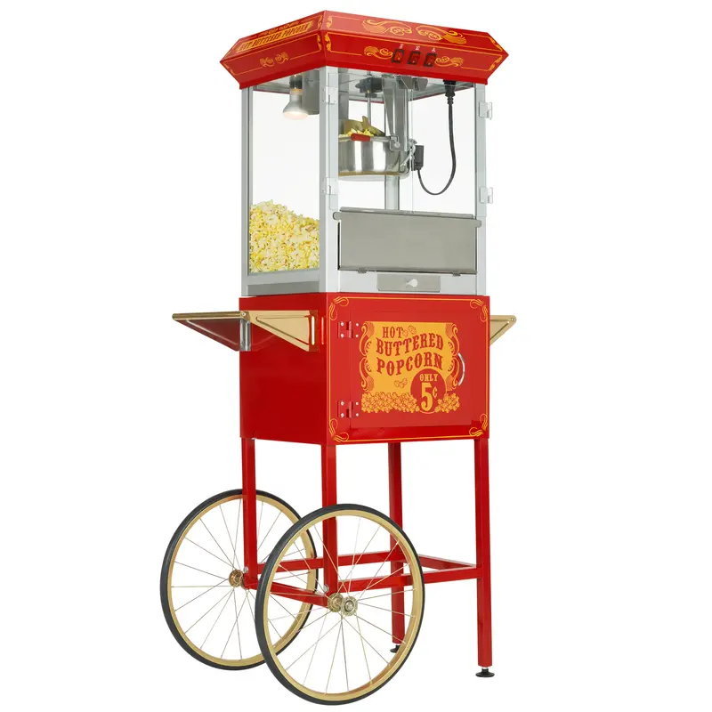 Funtime Ft860Cr Vintage-Style 8-Ounce Red & Gold Popcorn Popper With Cart 1