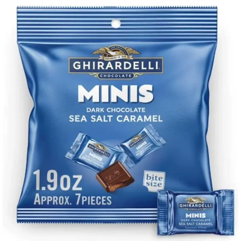 Ghirardelli Dark Chocolate Sea Salt Caramel Minis – 1.9 Oz Pack 1