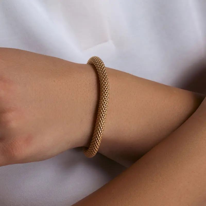 Gold-Plated Beaded Italian Bracelet In Sterling Silver 1