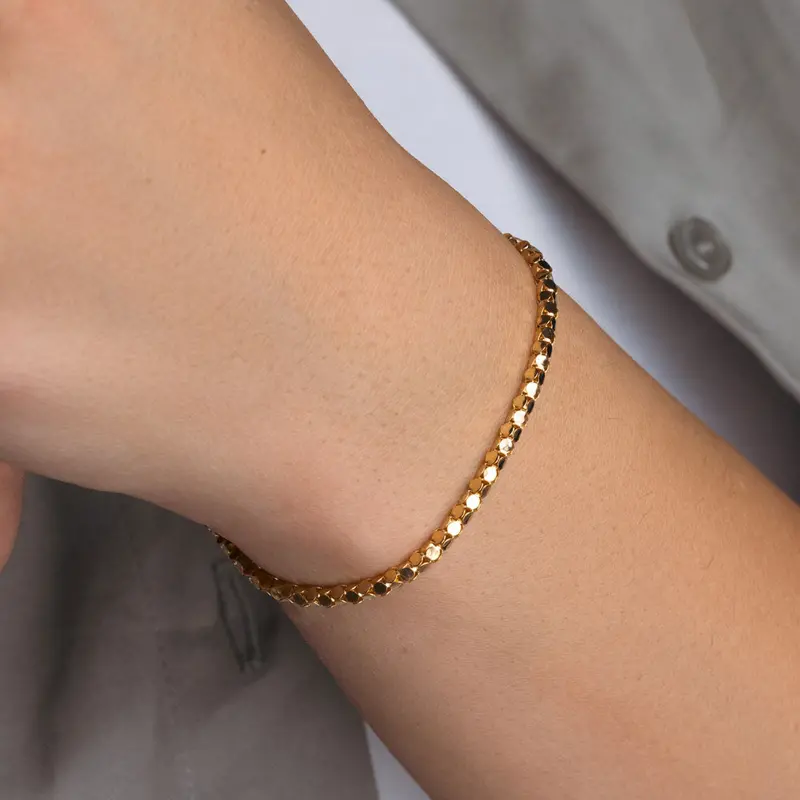 Gold-Plated Skinny Multi-Circle Italian Bracelet In Sterling Silver 1