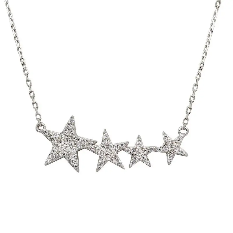 Graduated Star Pendant Necklace With Sparkling Cz Stones – Stp01536 1