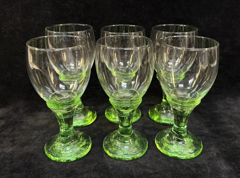 Handcrafted Green Glass Wine Goblets By Fire & Light – Set Of 6 1
