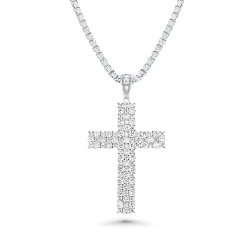 Iced-Out Cross Pendant – Sparkling Moissanite On Rhodium-Plated 925 Silver 1