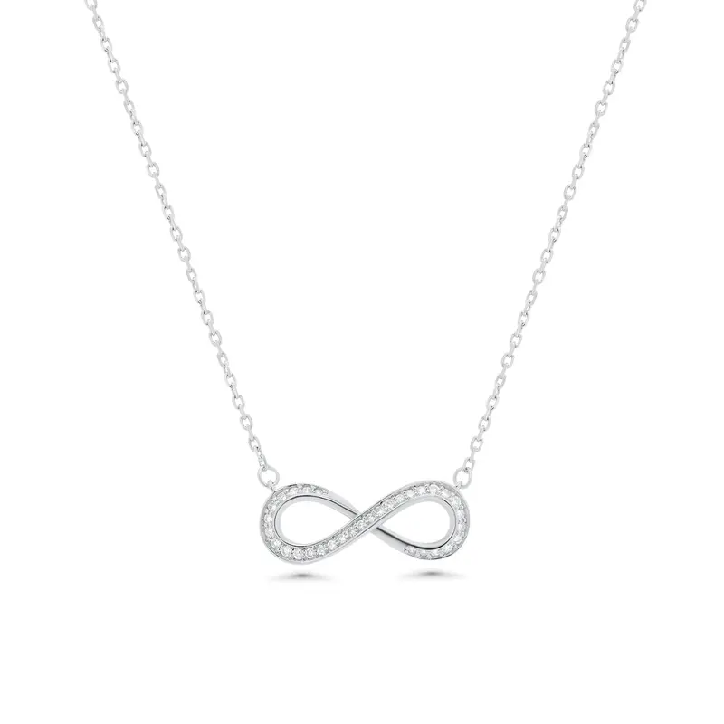 Infinity Symbol Necklace Featuring Lab-Grown Diamonds In Rhodium-Plated 925 Silver – Lgmn00018 1