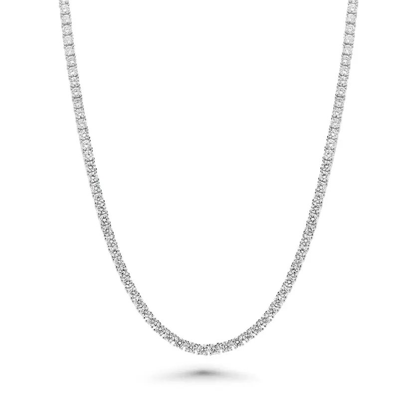 Lab-Grown Diamond Tennis Necklace In Rhodium-Plated 925 Sterling Silver (3.5Mm Round Stones) – Lgmn00023 1