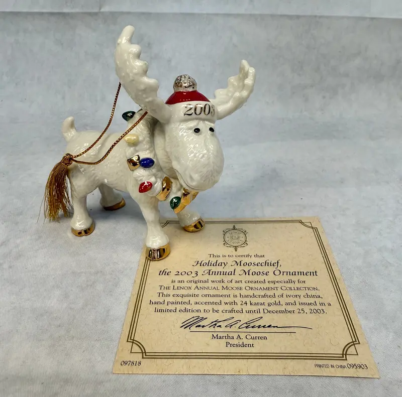 Lenox 2003 Holiday Moosechief Ornament – With Original Box & Certificate Of Authenticity 1