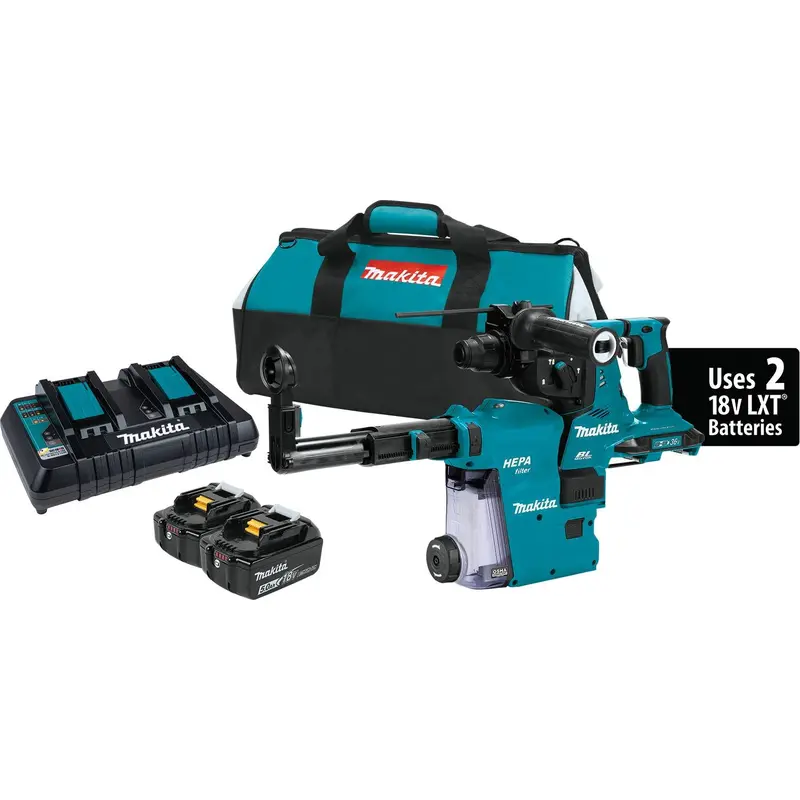 Makita 18V X2 (36V) Lxt Rotary Hammer Kit – 1-1/8", Includes Hepa Dust Extractor – Model Xrh10Ptw 1