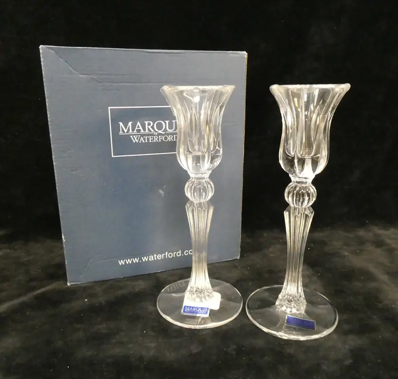 Marquis By Waterford Pair Of Crystal Candlesticks 1