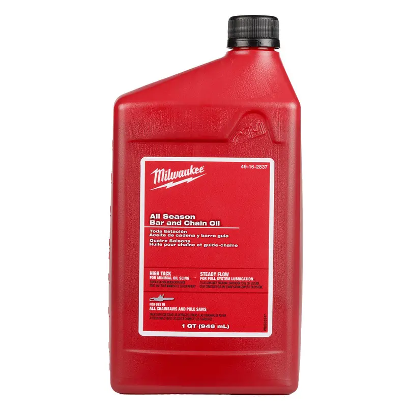 Milwaukee 1-Quart All-Season Bar & Chain Oil – Low-Sling Formula For Cleaner Operation 1