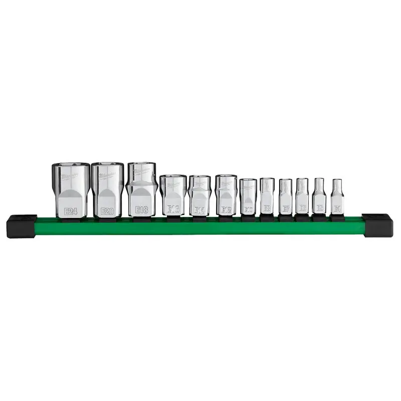Milwaukee 12-Piece External Torx Socket Set – 1/4", 3/8", And 1/2" Drive Sizes 1
