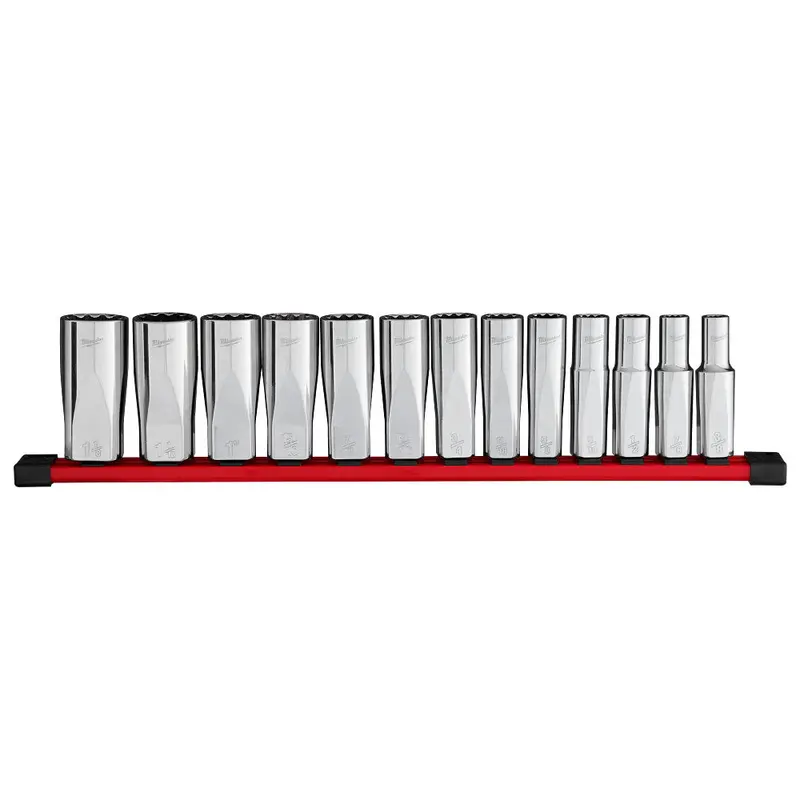 Milwaukee 13-Piece 1/2" Drive 12-Point Deep Well Sae Socket Set (48-22-9424) 1