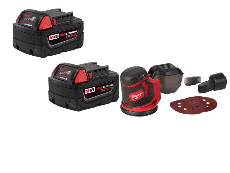 Milwaukee 2648-20Bt5 M18 Random Orbit Sander With Xc5.0 Extended Battery (2-Pack) 1