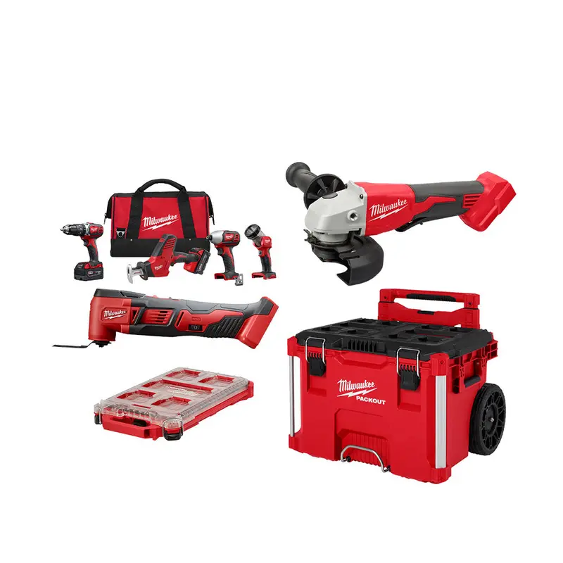 Milwaukee 2695-24Pok M18 4-Tool Cordless Combo Kit Including Grinder, Multi-Tool & Packout System 1