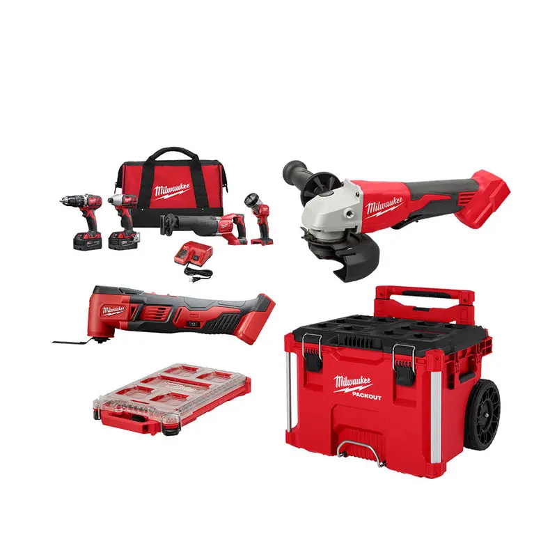 Milwaukee 2696-24Pok M18 4-Tool Cordless Combo Kit With Grinder, Multi-Tool & Packout Storage 1