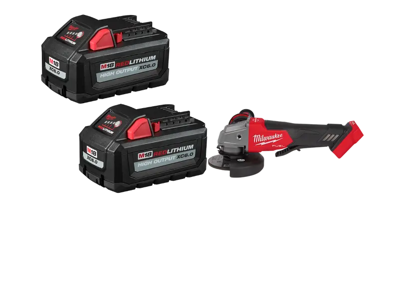 Milwaukee 2880-20Bt6 M18 Paddle Switch Angle Grinder With Xc6.0 Battery (2-Pack) 1