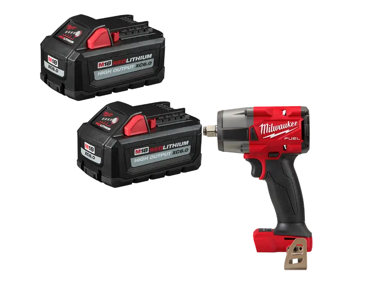 Milwaukee 2962-20Bt6 M18 Mid-Torque Impact Wrench With High Output Xc6.0 Battery (2-Pack) 1