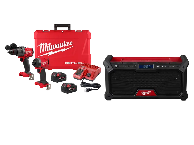 Milwaukee 3697-22Radio M18 Fuel 2-Tool Combo: Jobsite Radio + Driver 1