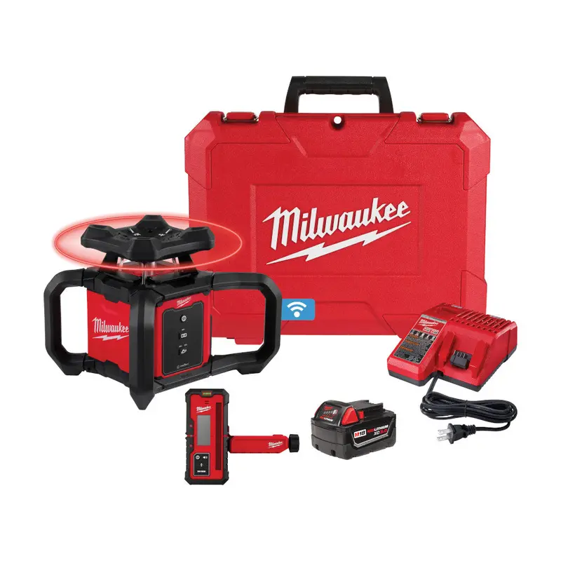 Milwaukee 3701-21 M18 18V Outdoor Red Rotary Laser Level Kit With Receiver 1