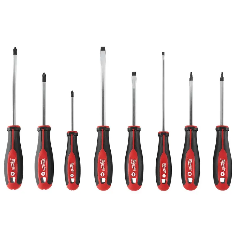 Milwaukee 48-22-2718 Hex Wrench-Ready Magnetic-Tip Screwdriver Set – Square Drive, 8-Piece 1