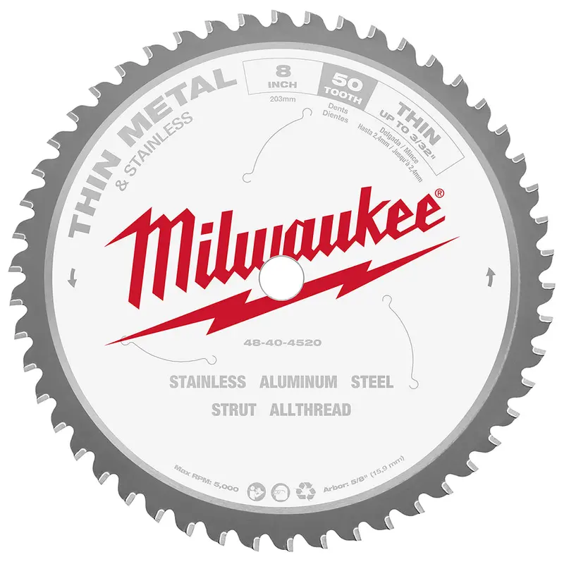 Milwaukee 48-40-4520 8-Inch 50-Tooth Metal-Cutting Circular Saw Blade 1