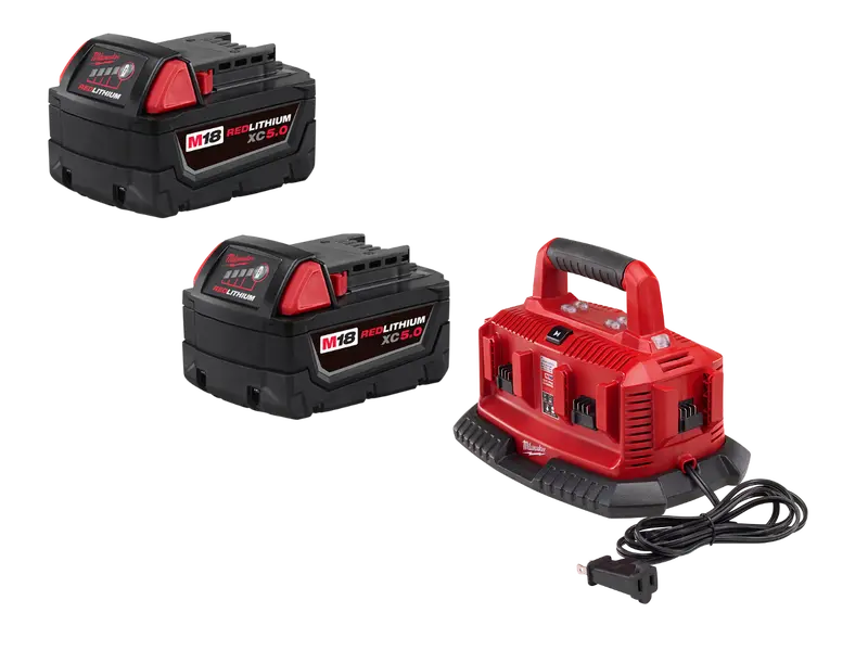 Milwaukee 48-59-1806Bt5 M18 Six-Pack Charger With Xc5.0 Extended-Capacity Battery (2-Pack) 1