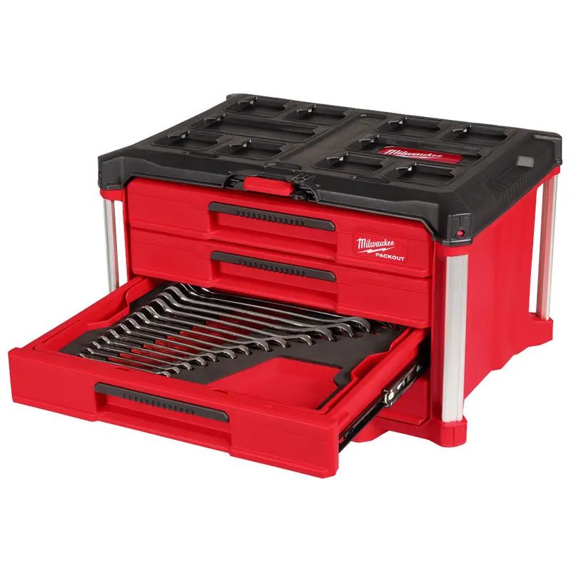 Milwaukee 60-Piece Metric And Sae Wrench Set With Packout 4-Drawer Box 1