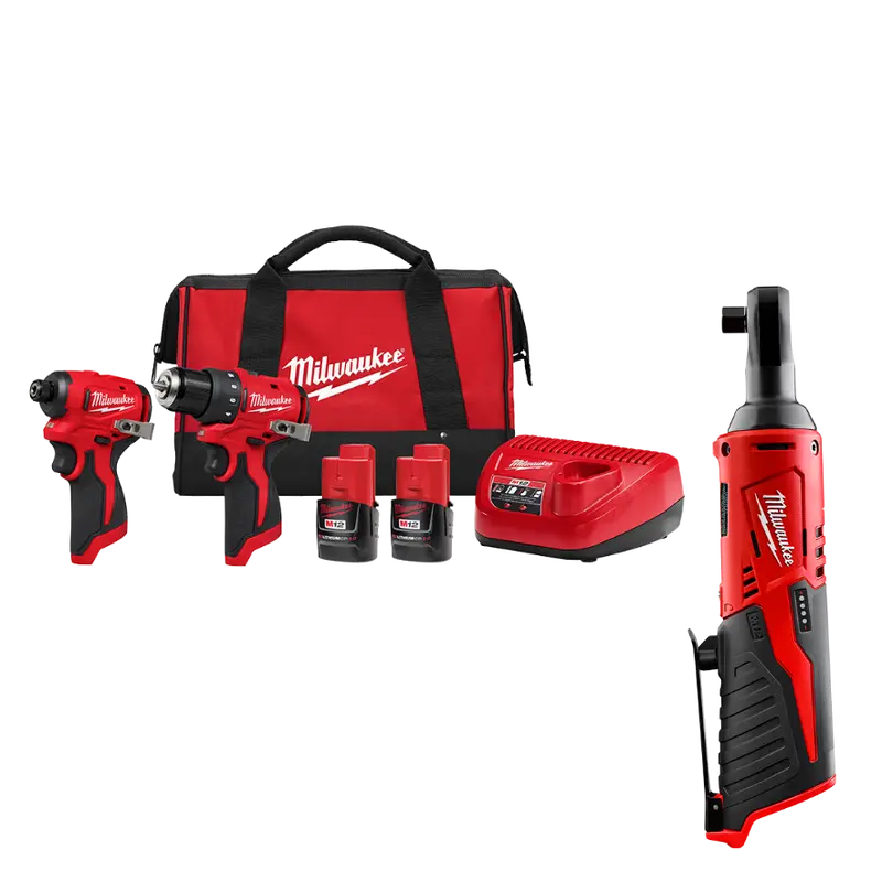 Milwaukee M12 12V 2-Tool Cordless Combo Kit Featuring Ratchet 1