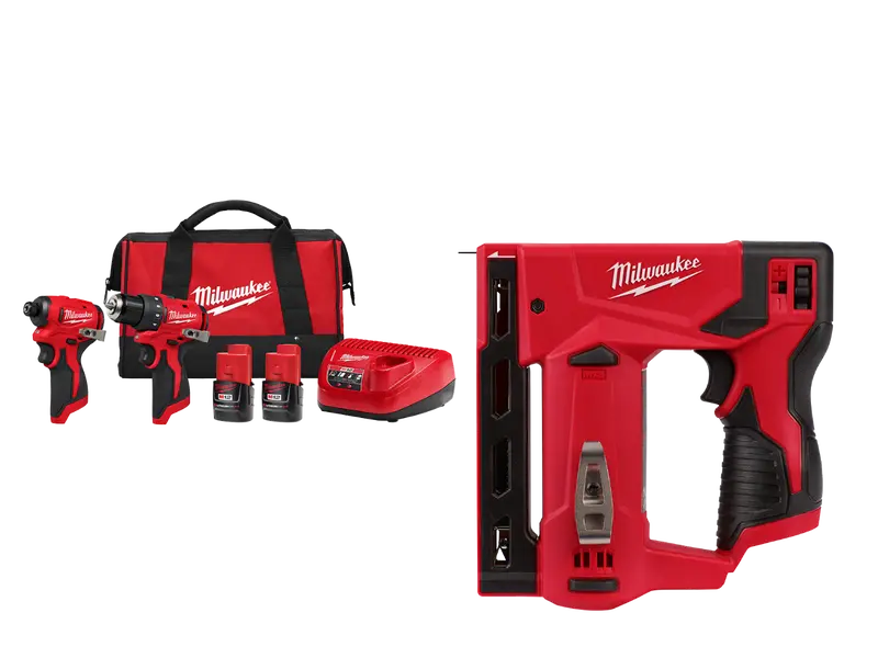 Milwaukee M12 12V 2-Tool Cordless Combo Kit With Crown Stapler (3494-22Cs) 1