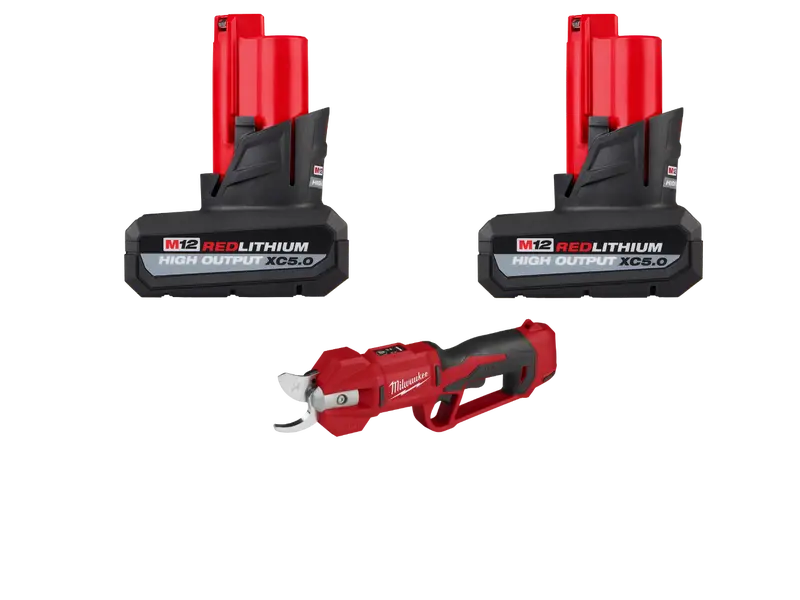 Milwaukee M12 12V Cordless Pruning Shears Kit – Dual 5Ah Batteries Included 1