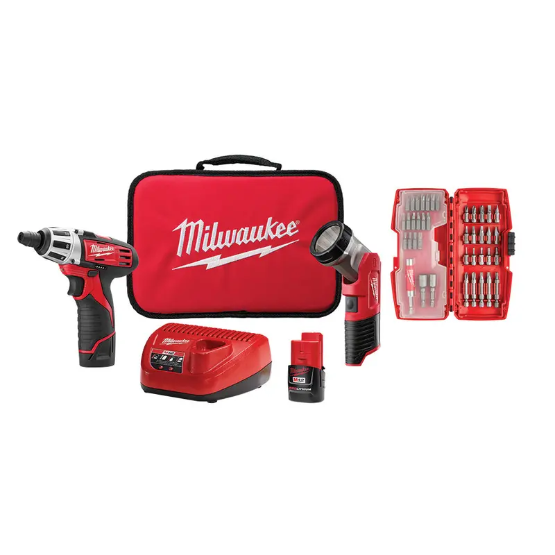 Milwaukee M12 12V Cordless Screwdriver And Flashlight Combo Kit (2482-22) 1