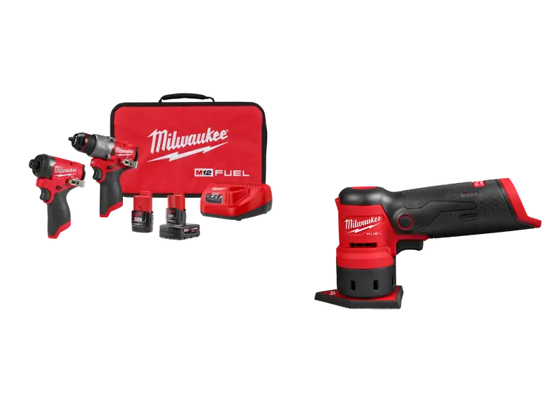 Milwaukee M12 Fuel 12V Two-Tool Combo: Detail Sander + Driver (3497-22Bs) 1