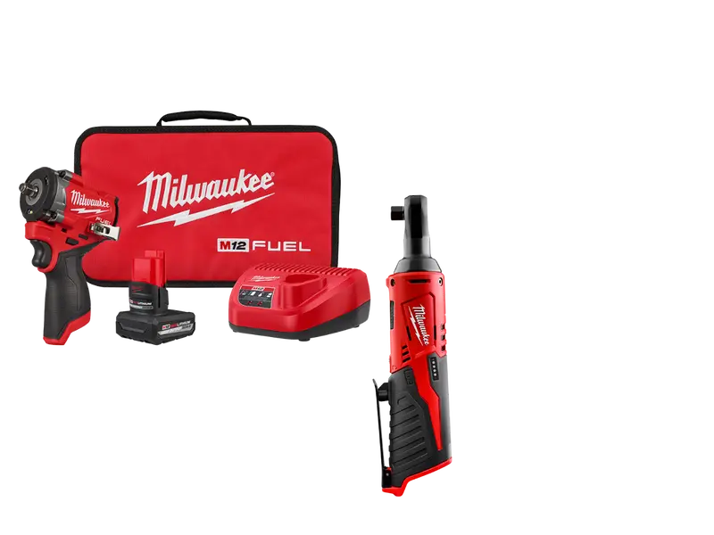 Milwaukee M12 Fuel Stubby 3/8" Impact Wrench Kit With Ratchet (2562-21Rt) 1