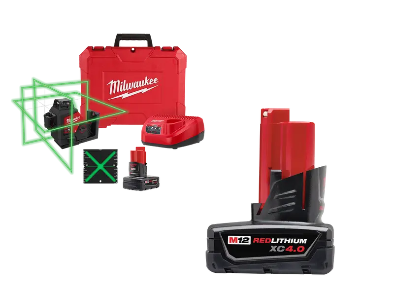 Milwaukee M12 Green 360° 3-Plane Laser Level Kit – Includes 4Ah Battery (3632-21X4) 1