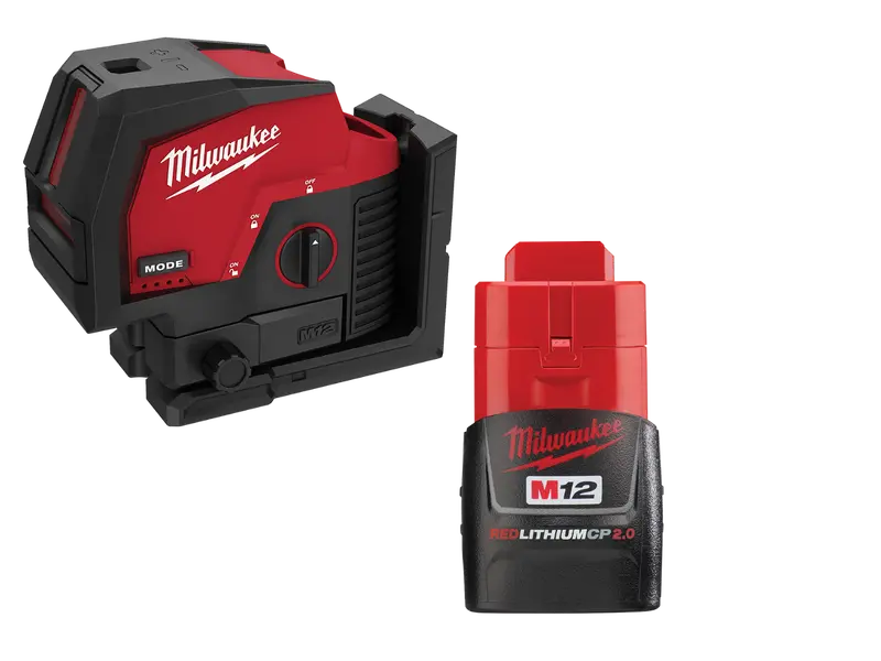 Milwaukee M12 Green Cross-Line & Plumb Point Laser – Includes 2Ah Battery (3622-20X2) 1