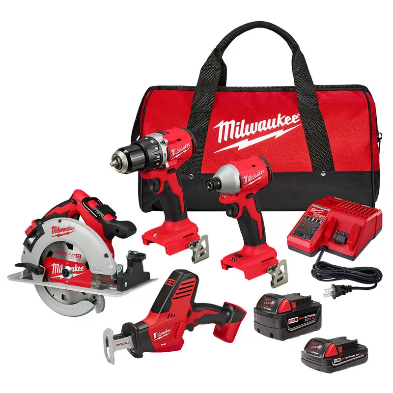 Milwaukee M18 18V 4-Tool Cordless Combo Kit With Battery (3693-24Cx) 1