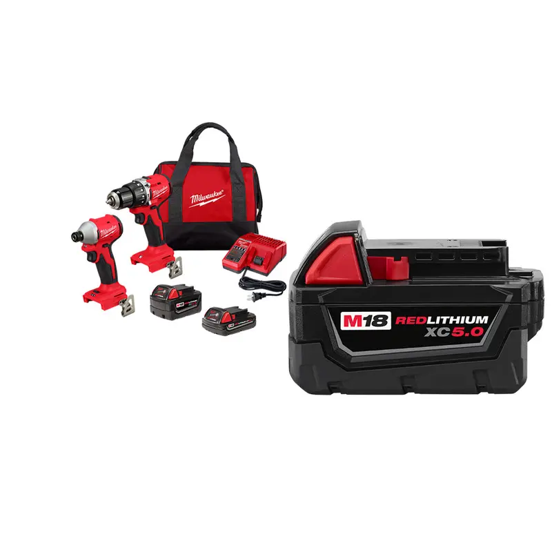 Milwaukee M18 Compact Brushless 2-Tool Combo Kit With 5.0Ah Battery 1