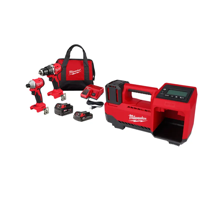 Milwaukee M18 Compact Brushless 2-Tool Combo Kit With Inflator 1
