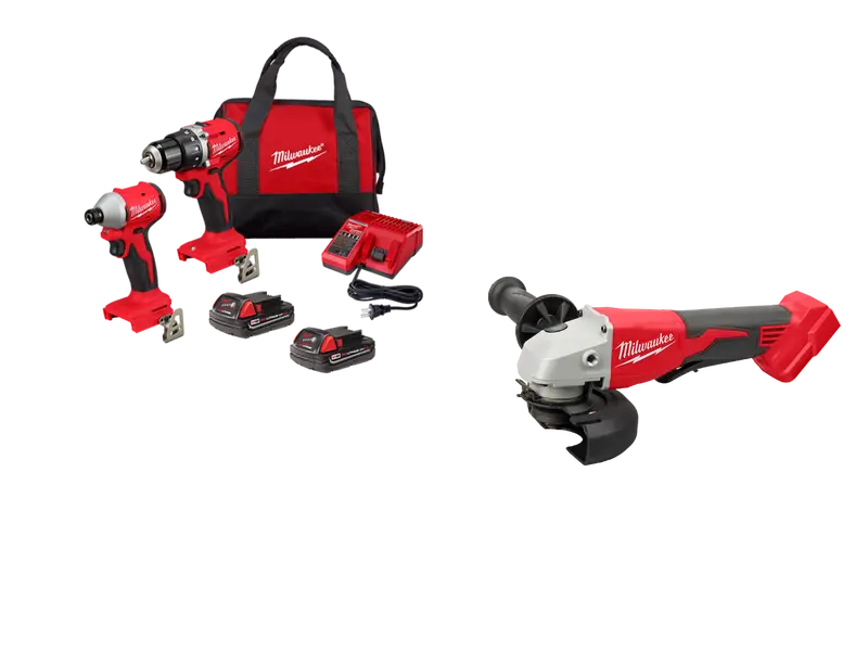 Milwaukee M18 Compact Brushless Two-Tool Combo: Angle Grinder + Drill (3692-22Ctgr) 1