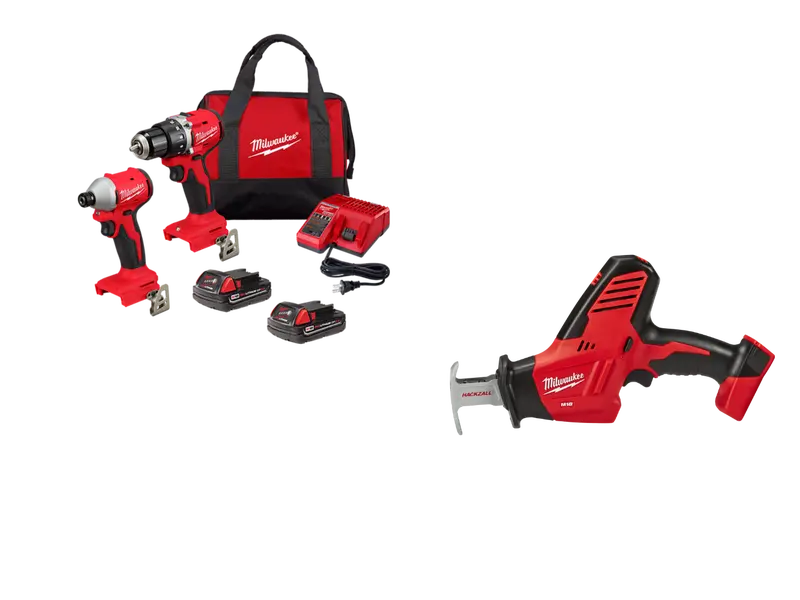 Milwaukee M18 Compact Brushless Two-Tool Combo: Hackzall + Drill (3692-22Cthz) 1