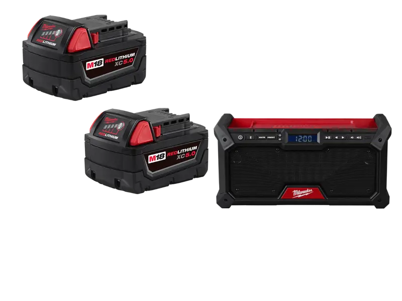 Milwaukee M18 Cordless Bluetooth Radio – 18V W/ Two 5Ah Batteries 1