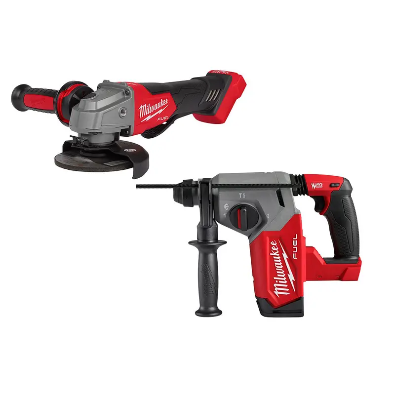 Milwaukee M18 Fuel 18V 1-Inch Sds Plus Rotary Hammer Kit With 4.5" / 5" Angle Grinder 1