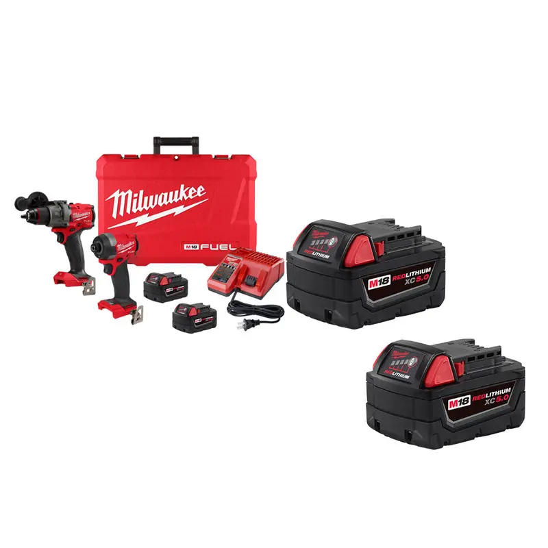 Milwaukee M18 Fuel 18V 2-Tool Combo Kit Featuring 5Ah Batteries 1