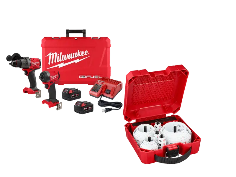 Milwaukee M18 Fuel 2-Tool Combo Kit With Hole Saw Accessory Set (3697-22Hs) 1