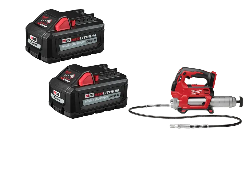 Milwaukee M18 Grease Gun Kit – Includes Redlithium High Output Xc6.0 Battery (2-Pack) 1