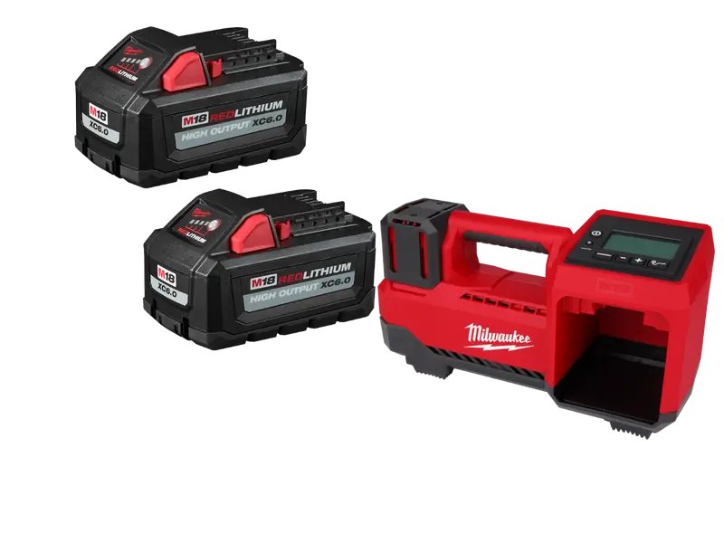 Milwaukee M18 Tire Inflator Featuring Redlithium High Output Xc6.0 Battery (2-Pack) 1