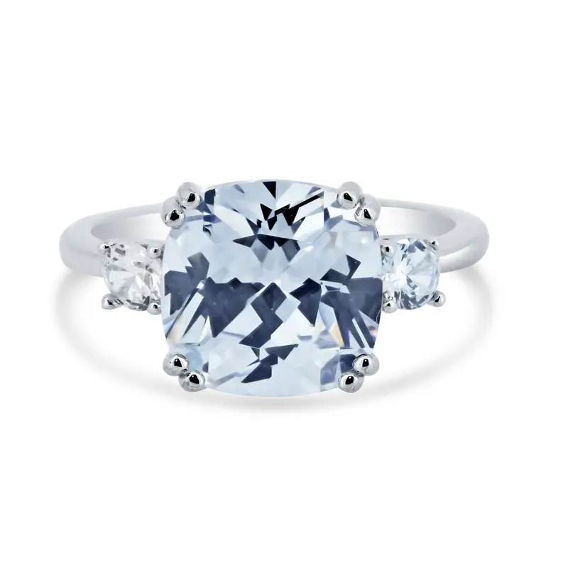 Modern Cz Solitaire Engagement Ring In Rhodium-Plated 925 Sterling Silver - Str01169 1